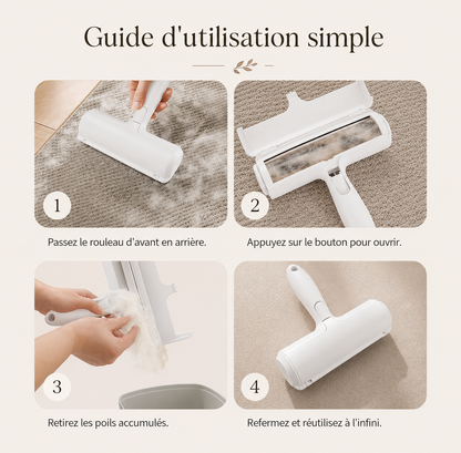 Guide d'utilisation du rouleau anti-poils réutilisable Nivalyo pour chats et chiens
