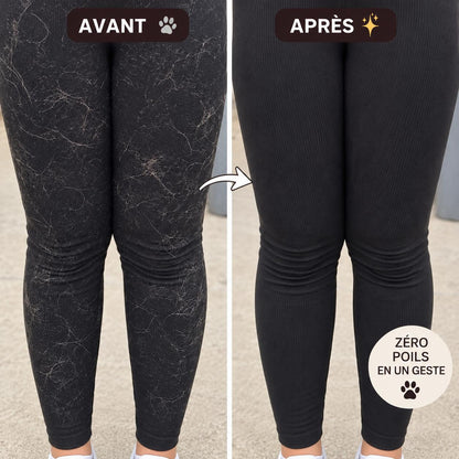 Avant/Après - Rouleau anti-poils sur pantalon et leggings